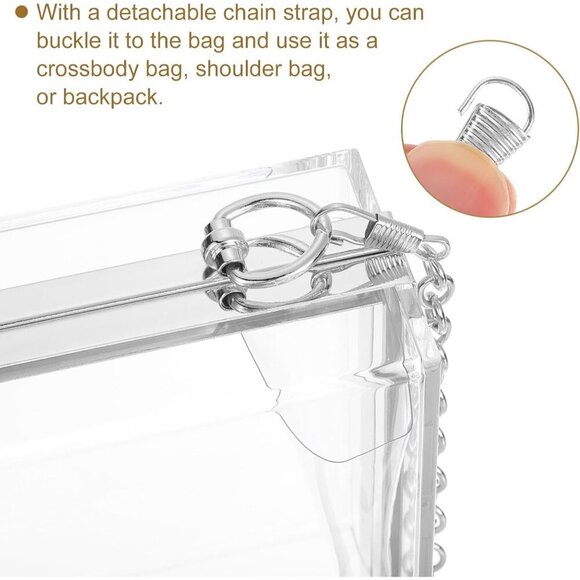 🆕Women Clear Acrylic Transparent Silver Crossbody Clutch Bag Square Handbag - Picture 4 of 6
